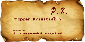 Propper Krisztián névjegykártya
